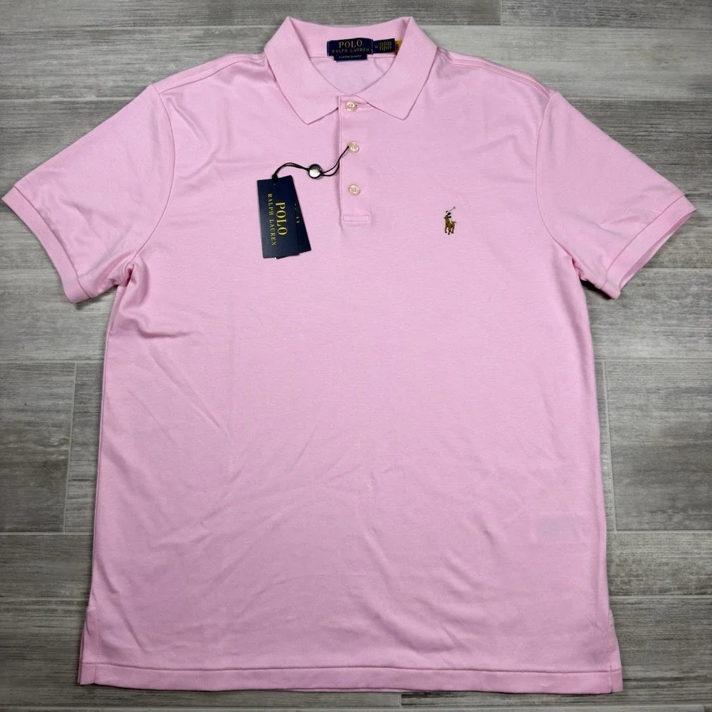 $118 Polo Ralph Lauren Men's Medium SMOOTH PINK Polo Shirt Custom Slim Fit Pony